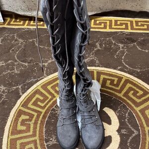Stylish Gray Lace-Up Women's Boots